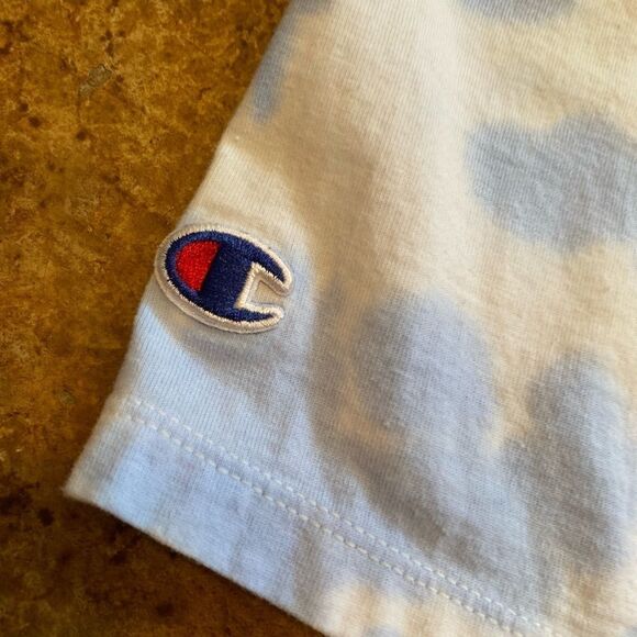 CHAMPION blue and white tie dye crop top tee - Picture 5 of 7